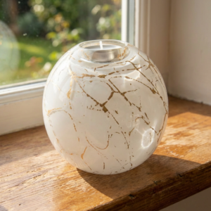Tealight Urn Big | White & Gold | 600ml