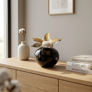 Stone Urn with Flower | Black & Brown | 250ml