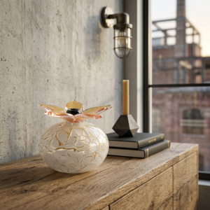 Stone Urn with Flower | White & Orange | 250ml